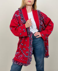 Cardigan bandana rosso-azzurro