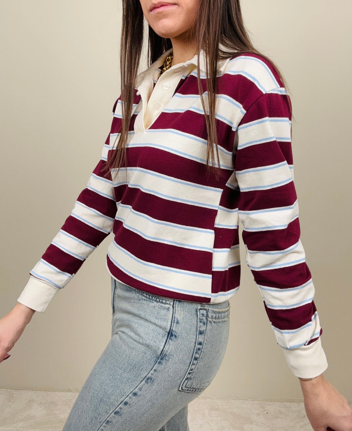 Polo righe bordeaux