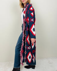 Cardigan geometrico lungo