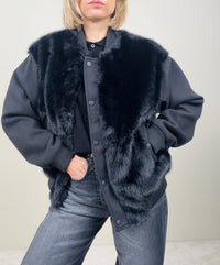 Bomber in tessuto e ecopelliccia