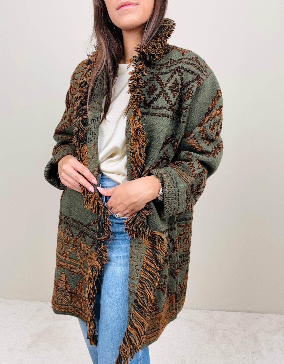Cardigan etnico militare