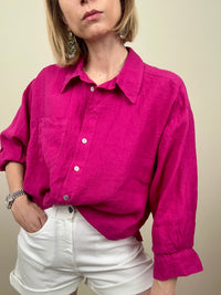 Camicia in lino magenta