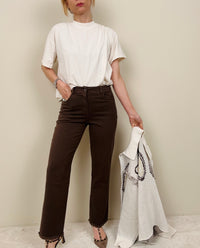 Pantalone in cotone sfrangiato