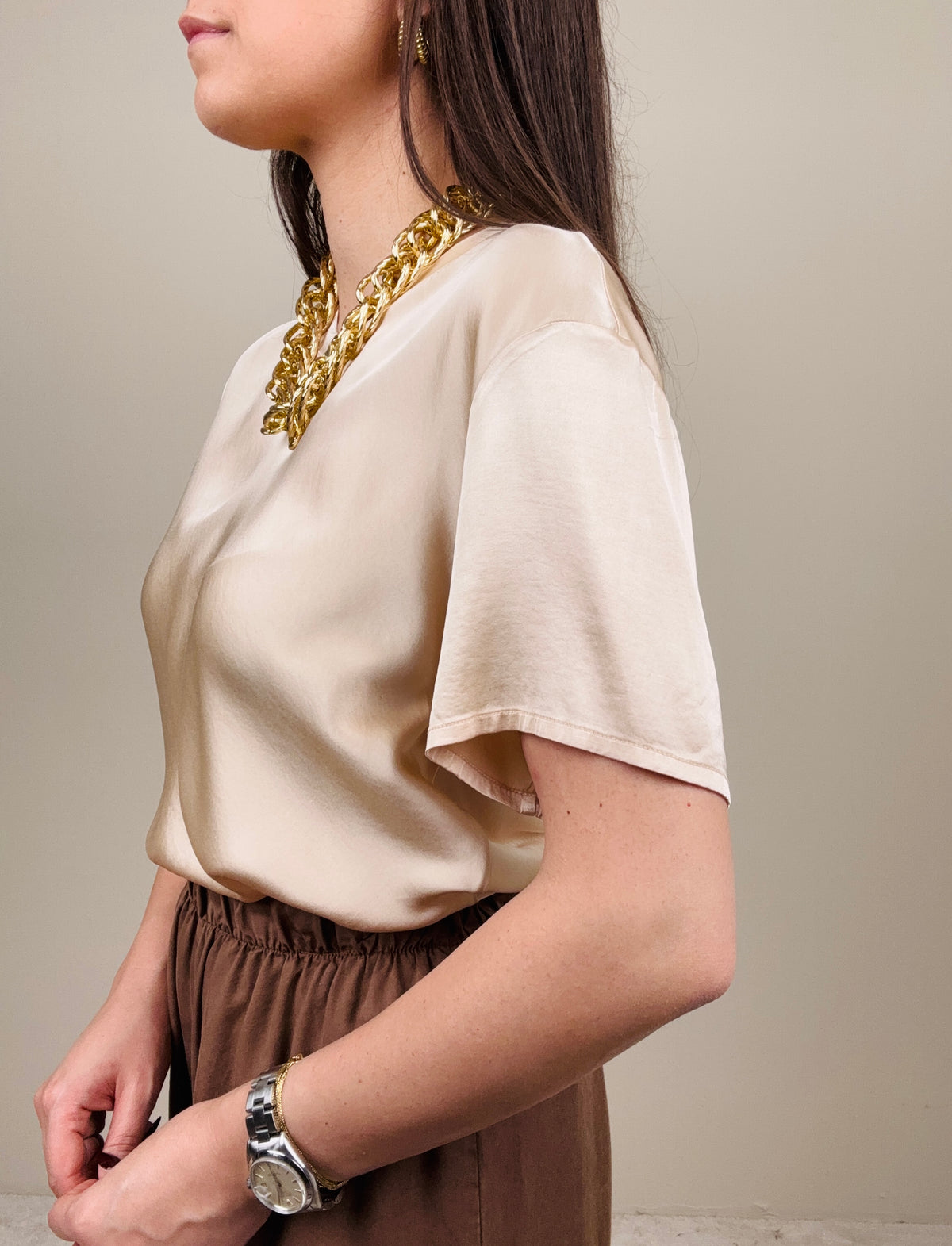 Blusa manica corta crema