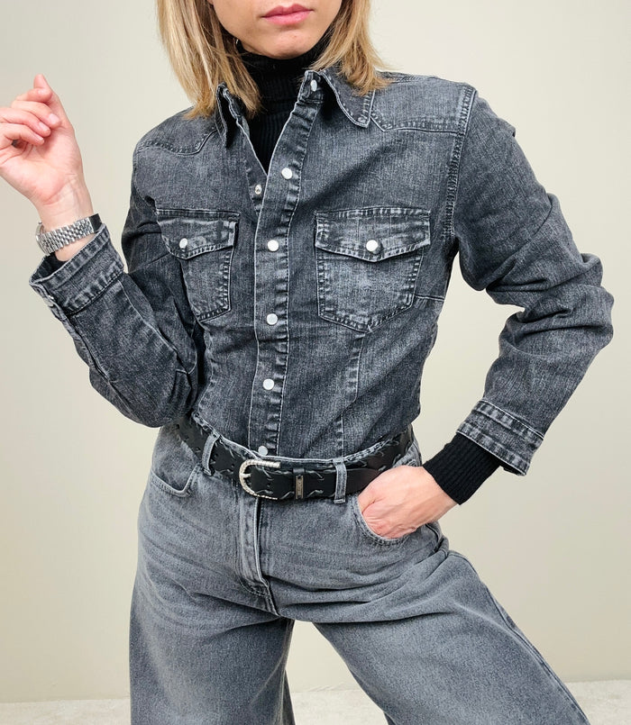 Camicia in jeans grigio scuro