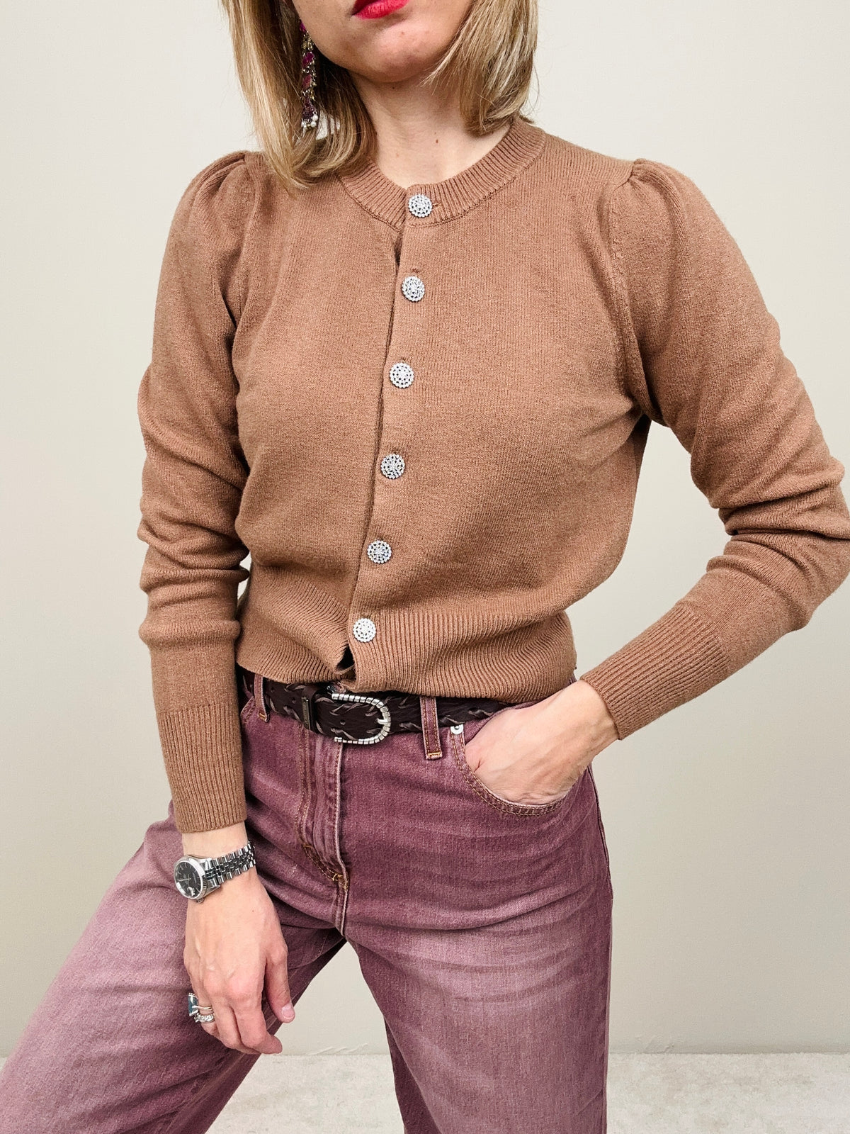 Golfino con bottoni gioiello