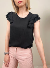 Blusa con manica sfrangiata (più colori)