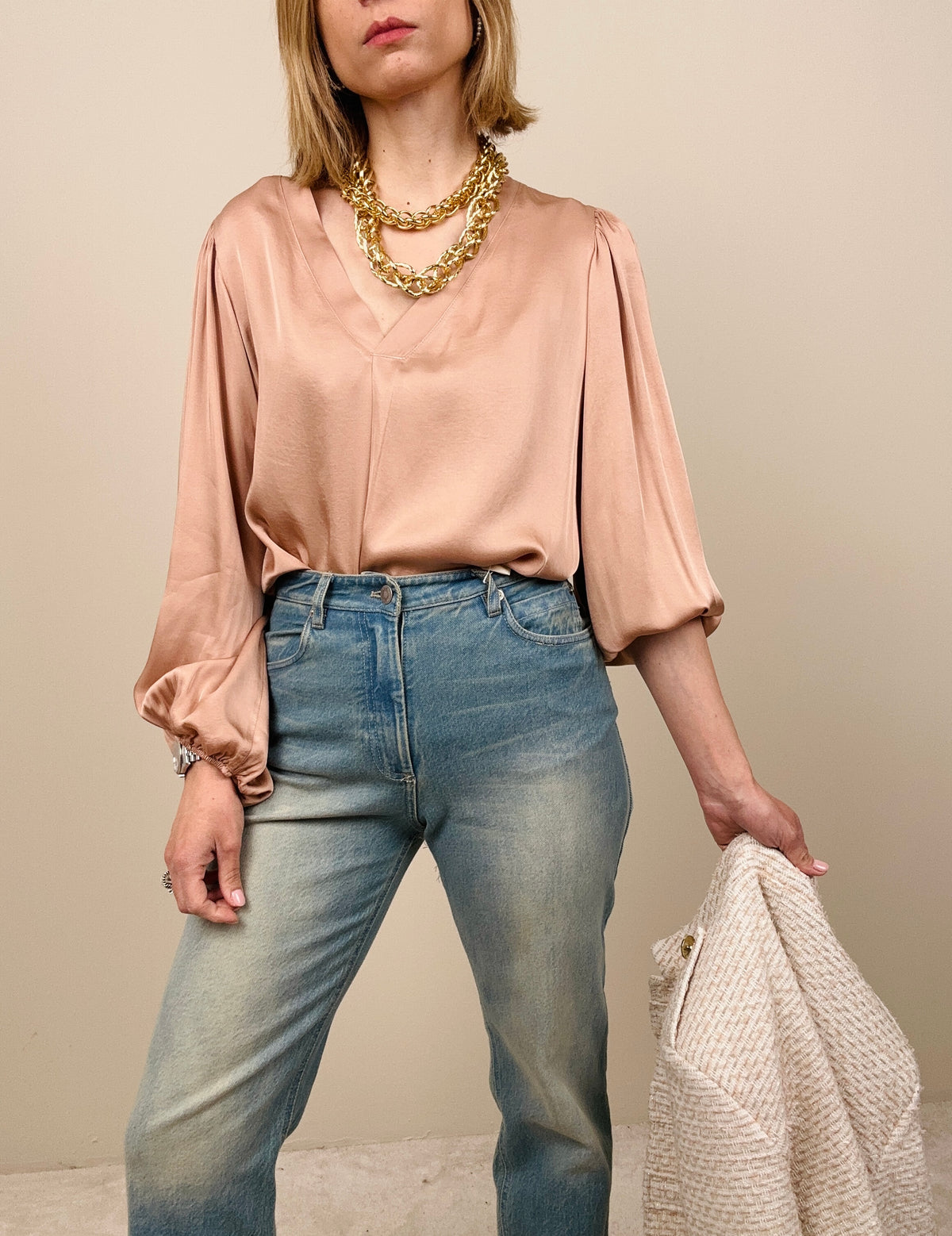 Blusa in viscosa blush