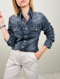 Camicia in jeans grigia slim
