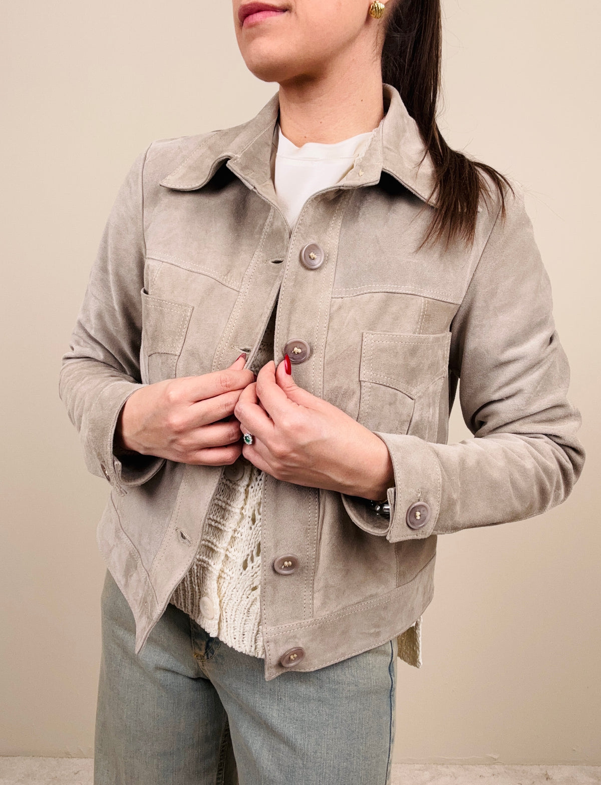Giubbino in pelle tortora