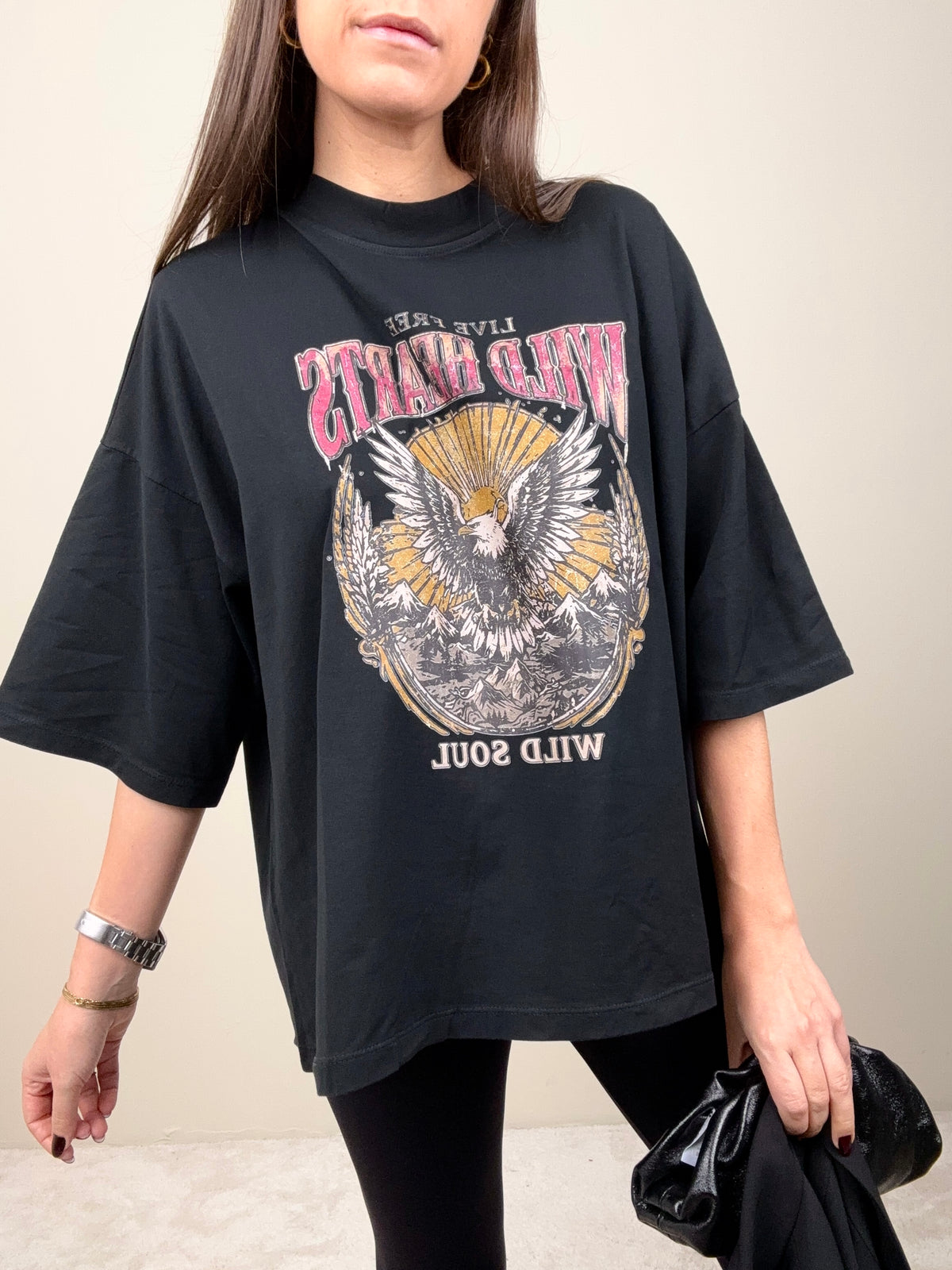T-shirt Aquila nero