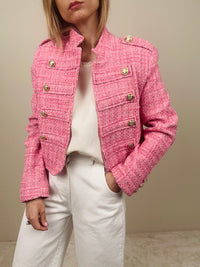 Giacca pink con bottoni oro