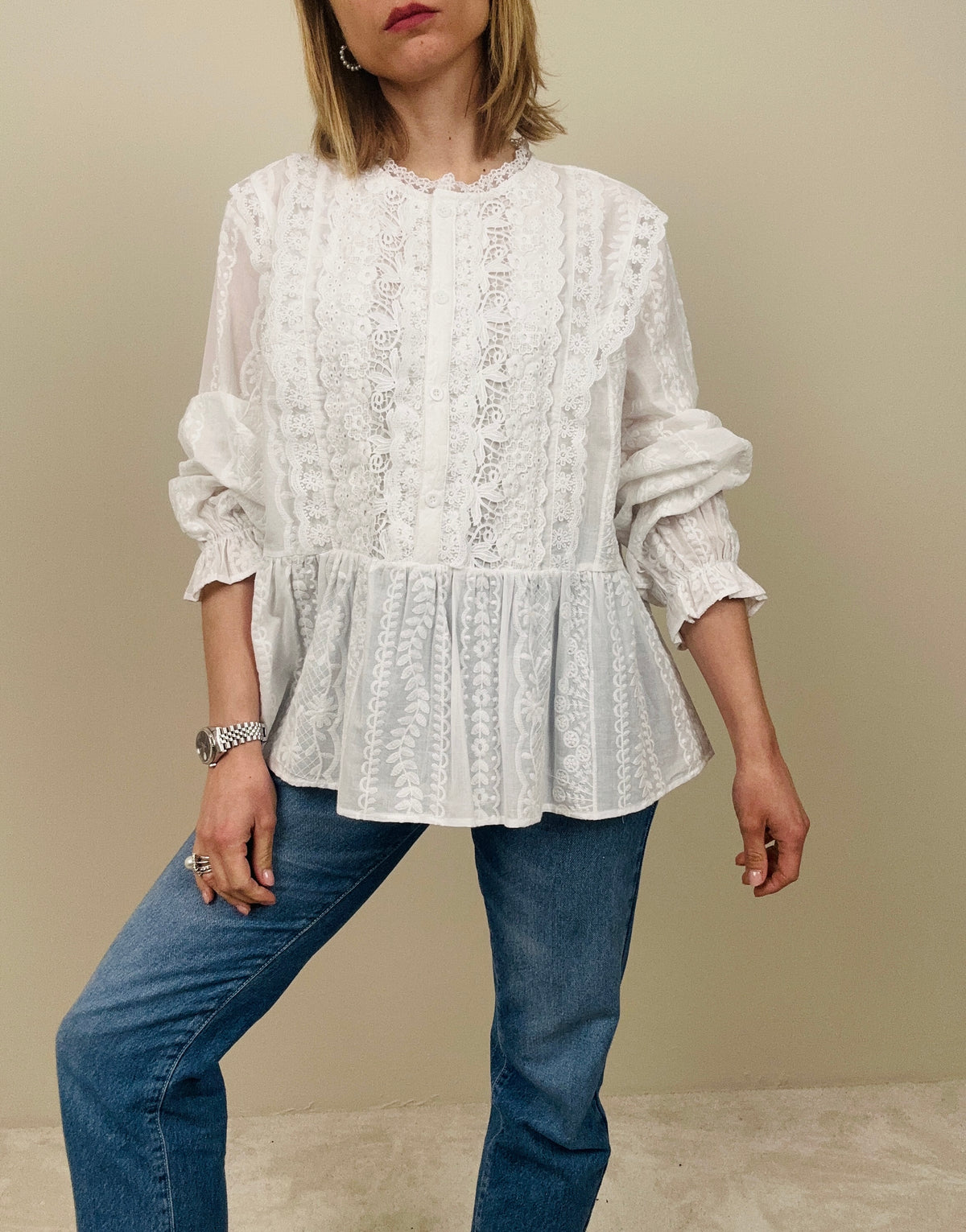 Camicia in cotone lavorato