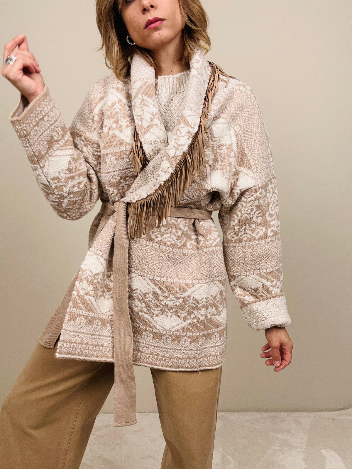Cardigan con frange