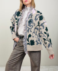 Cardigan arabesque beige-verde