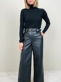 Pantalone palazzo ecopelle nero