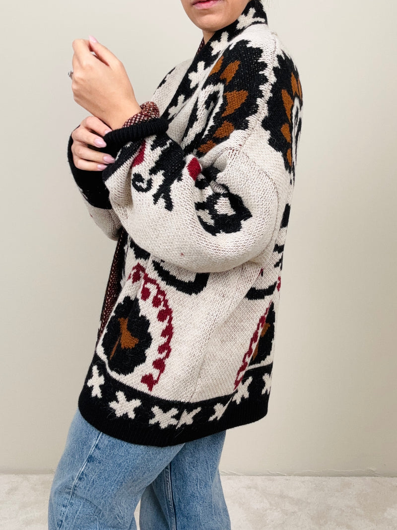 Cardigan fantasia avorio