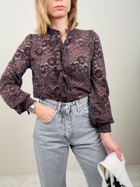 Camicia in pizzo cacao