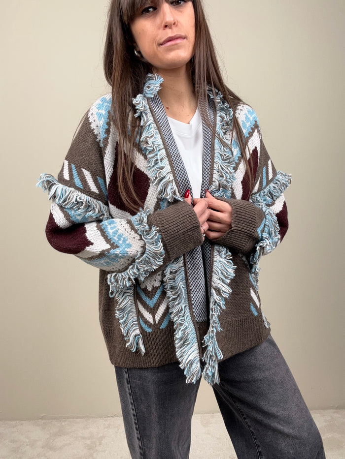 Cardigan rombi taupe