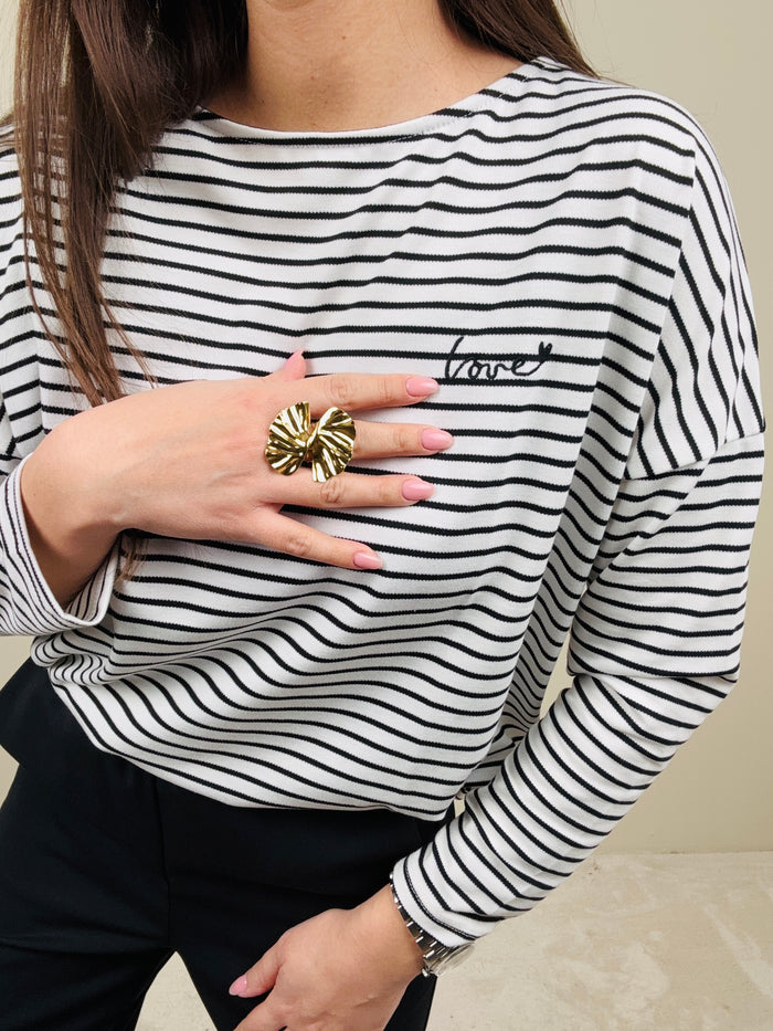 T-shirt love a righe