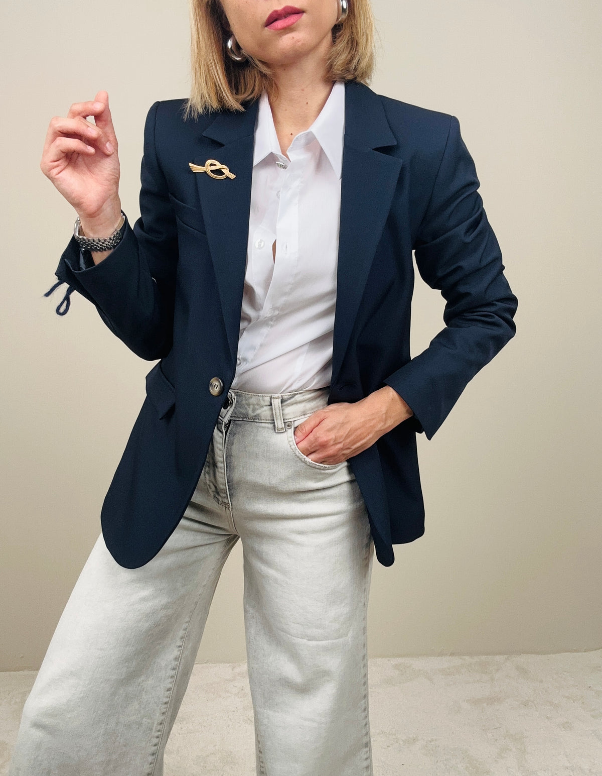 Blazer blu con inserto