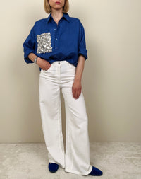 Jeans bianco leggero a gamba larga