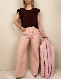Jeans rosa con chiusura svasata