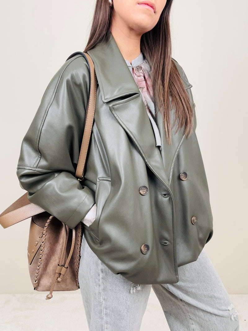 Bomber ecopelle oliva