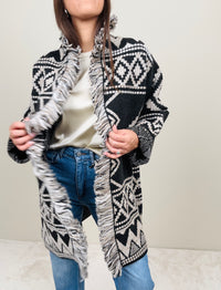 Cardigan etnico nero