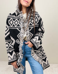 Cardigan etnico nero