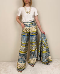 Pantalone panna-blu-lime