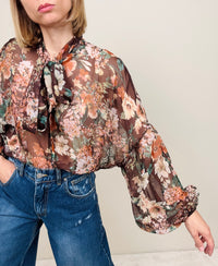 Camicia con fiocco cacao
