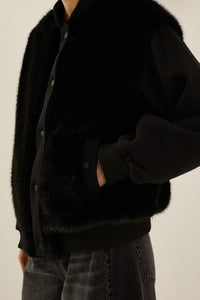 Bomber in tessuto e ecopelliccia