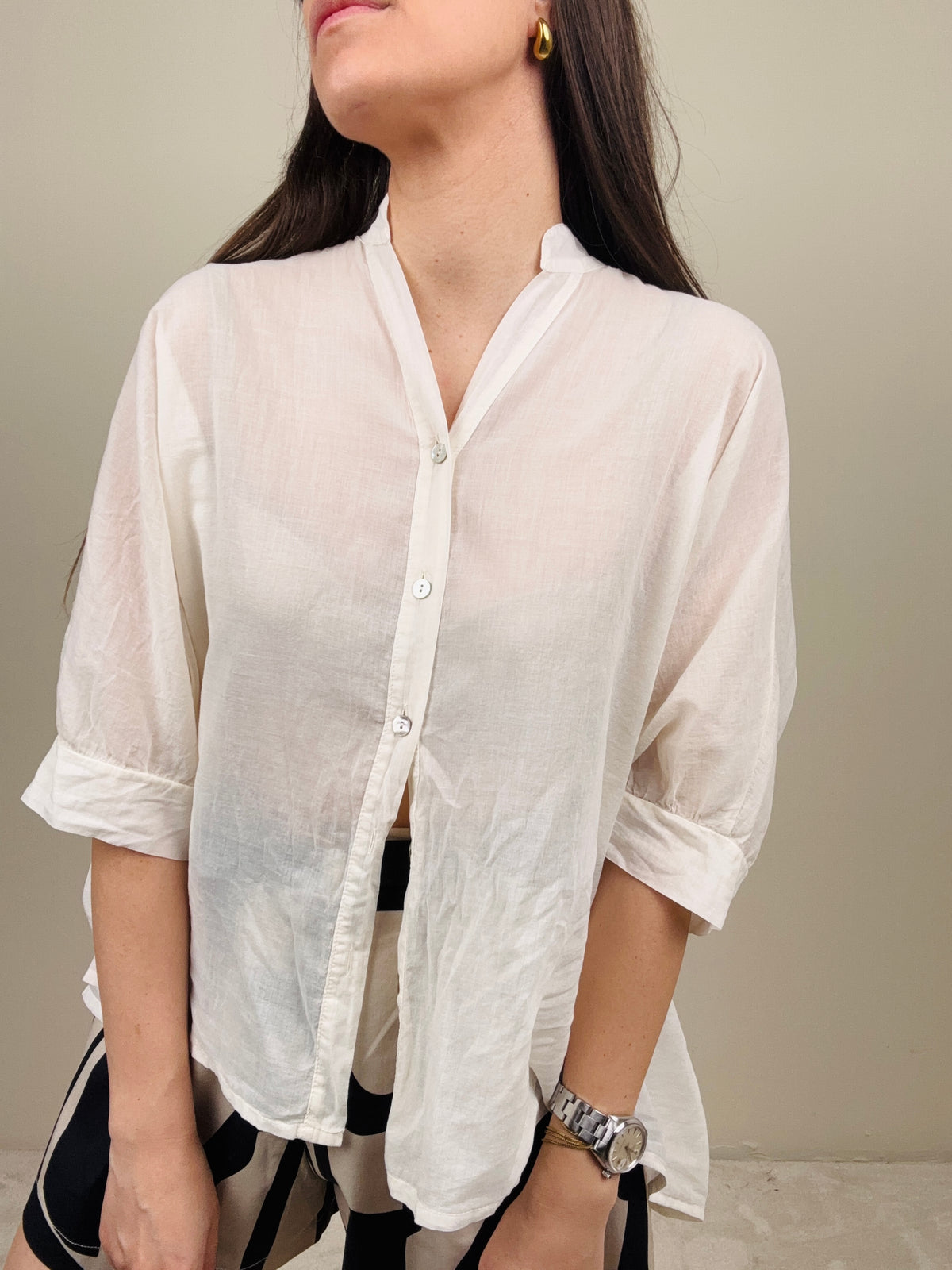 Camicia in mussola burro