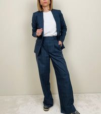 Pantalone  asciutta microfantasia blue navy