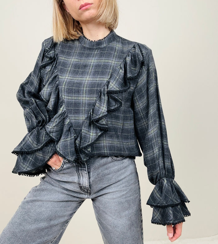 Camicia a quadri con voilant