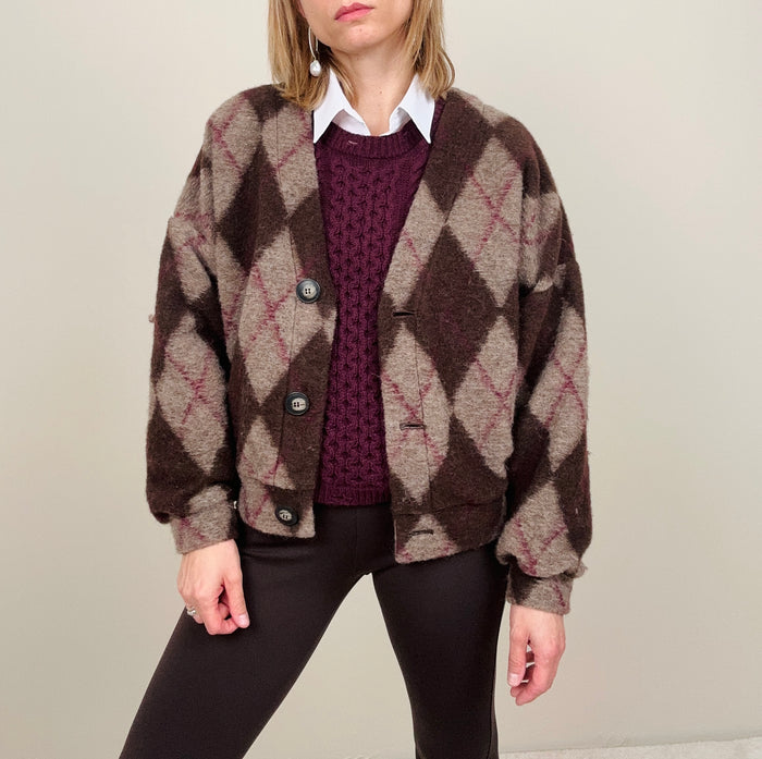 Bomber in maglia a rombi