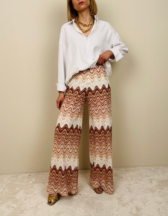 Pantalone in maglina stile missoni rosso