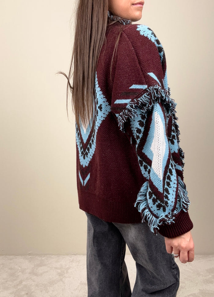 Cardigan rombi bordeaux
