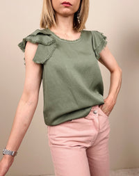 Blusa con manica sfrangiata (più colori)