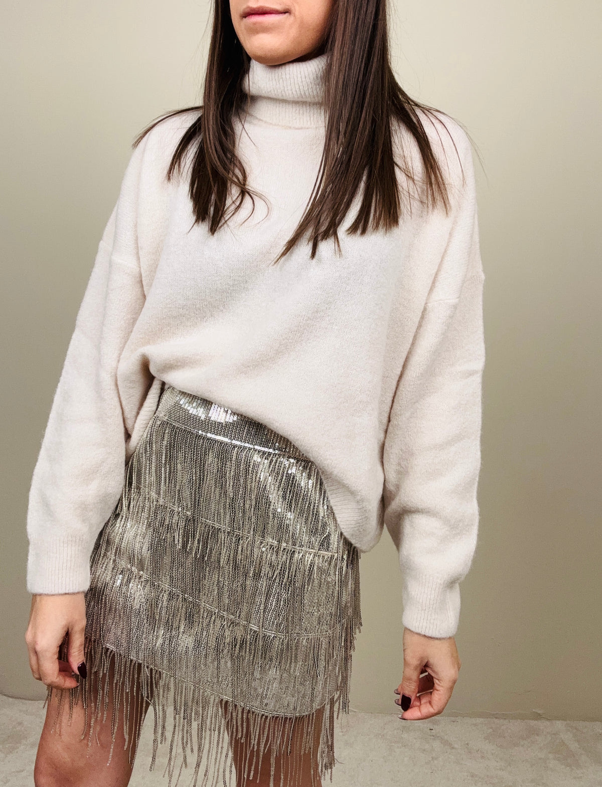 Gonna frange e paillettes