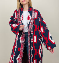 Cardigan geometrico lungo