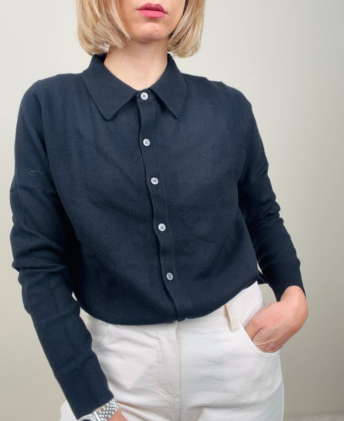 Maglioncino shirt button nero