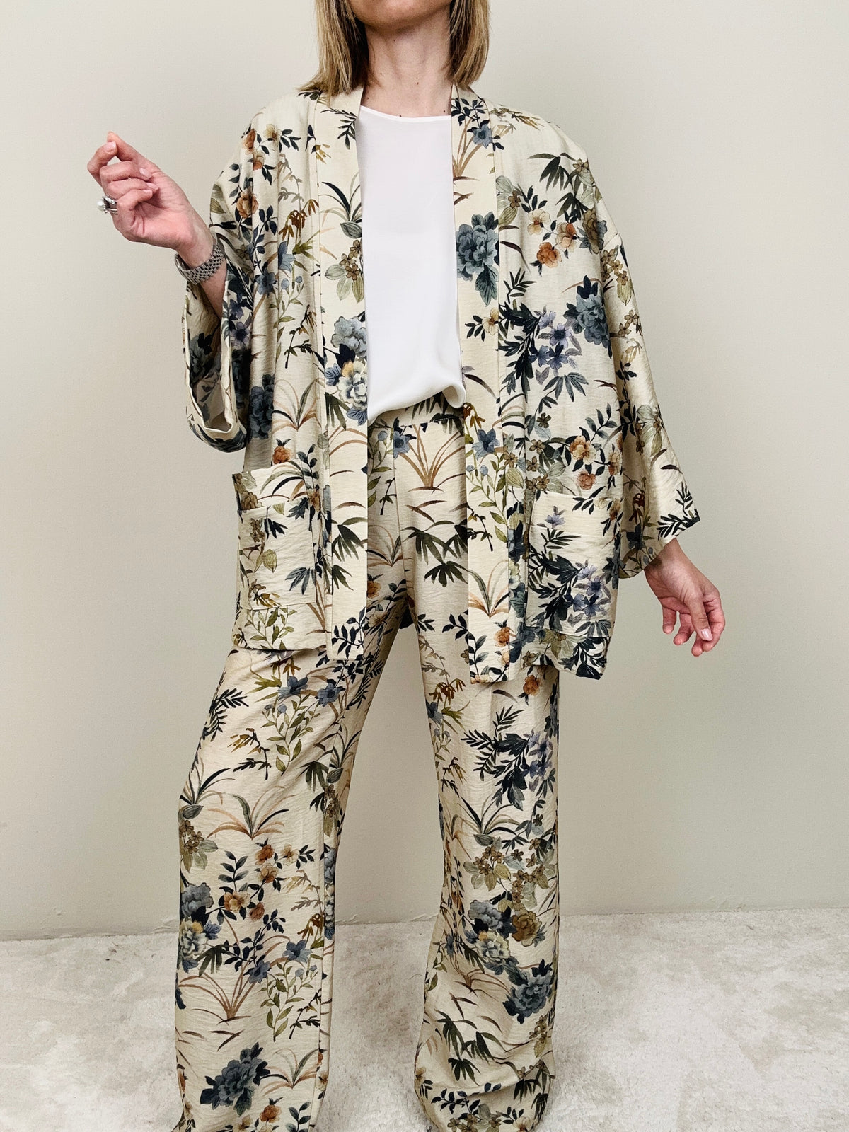 Kimono multicolor verde/sabbia