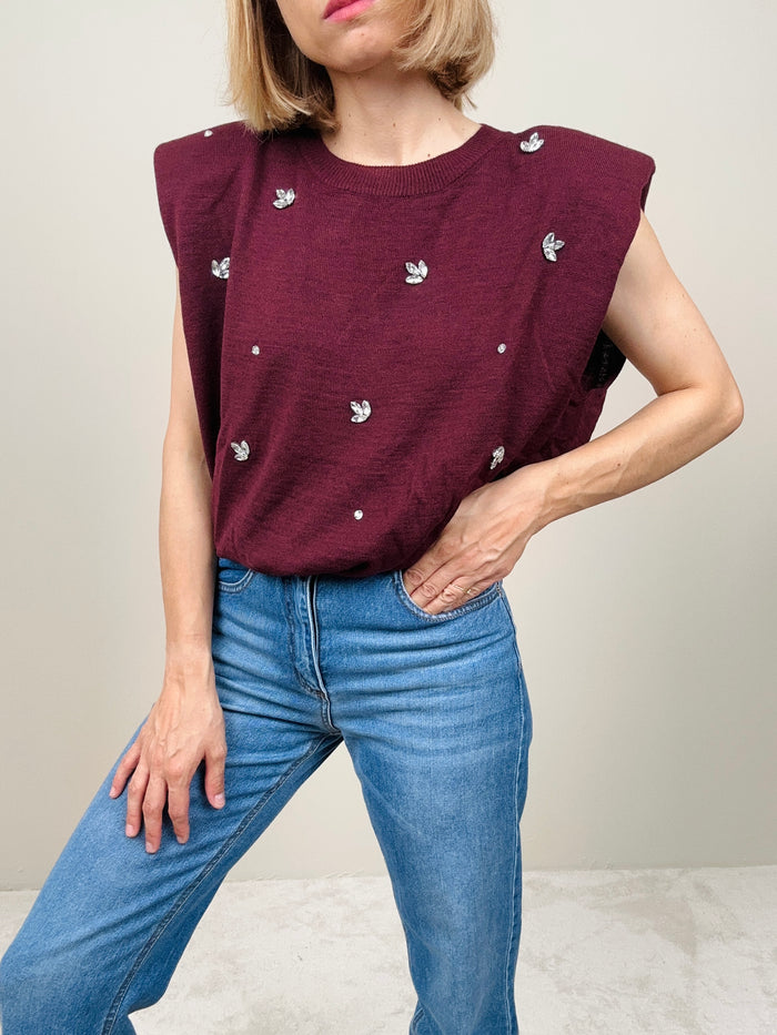Gilet in maglia con strass (più colori)