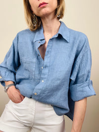 Camicia in lino azzurra