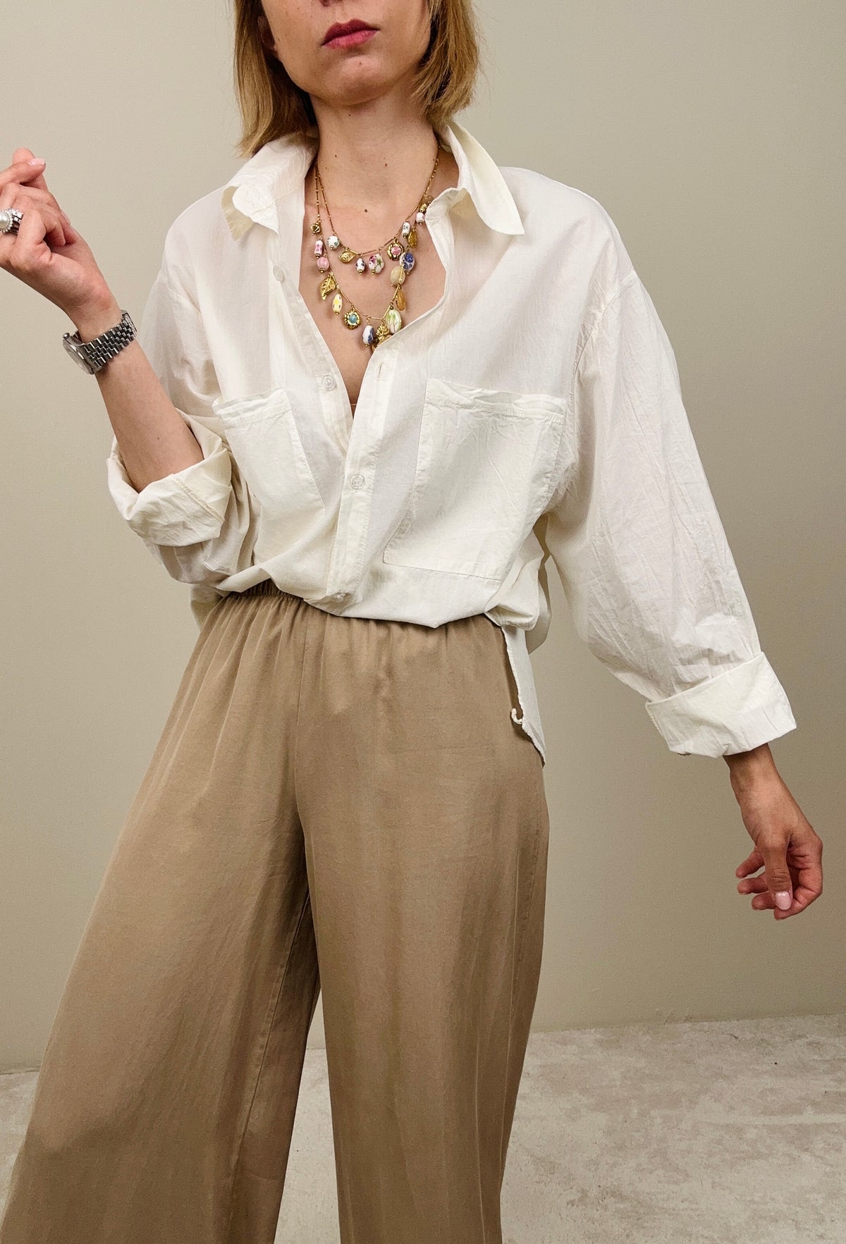 Camicia con colletto in mussola