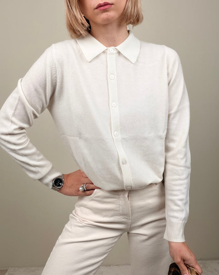 Maglioncino shirt button burro