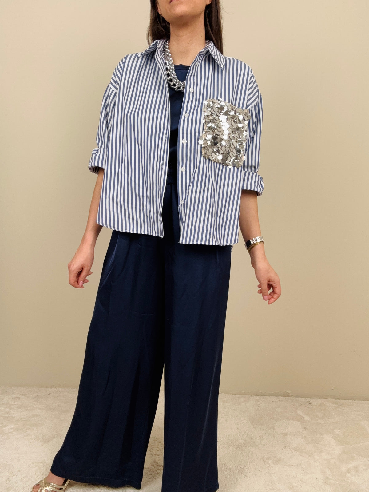 Camicia righe e paillettes