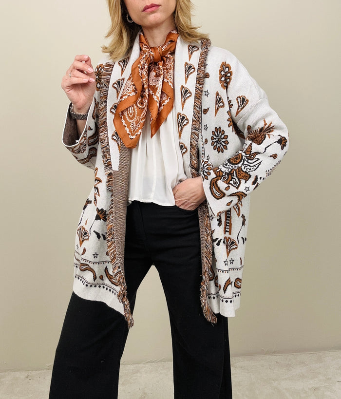 Cardigan palme tabacco